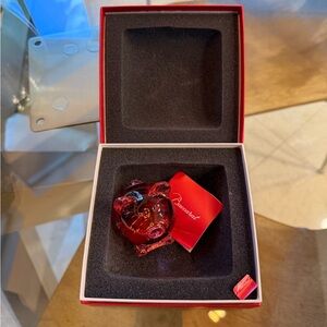 Baccarat Red Crystal Pig Figurine with Branded Tag
